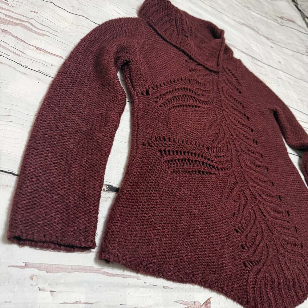 Alpaca Wool Italy Made MOTH Anthropologie Wine Tunic Sweater S - Picture 3 of 12